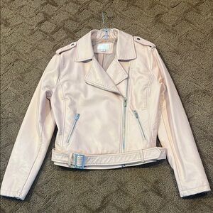 Pink Moto Jacket with Belted Waist